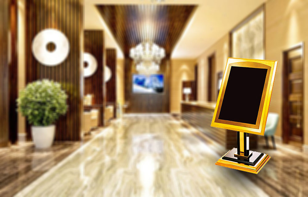 کاربرد استند اطلاعات در تجهیزات لابی هتل